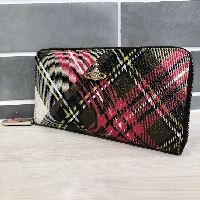 Vivienne Westwood オーブ チェック ラウンドファスナー長財布 55VV305