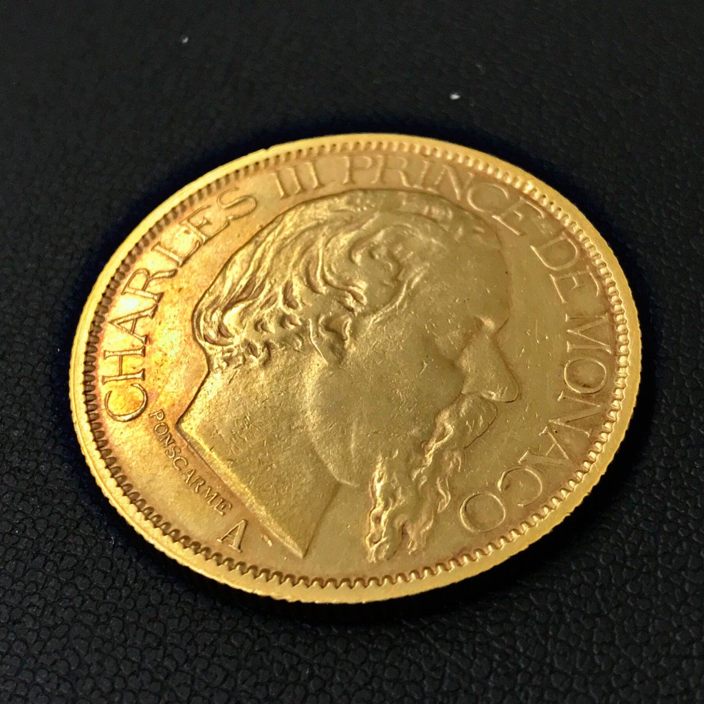 モナコ シャルル3世 100フラン金貨 K21.6/21.6金