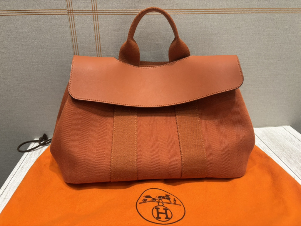 エルメス ヴァルパライソPM トワルアッシュ オレンジ 刻印なしタグ付き 買取実績