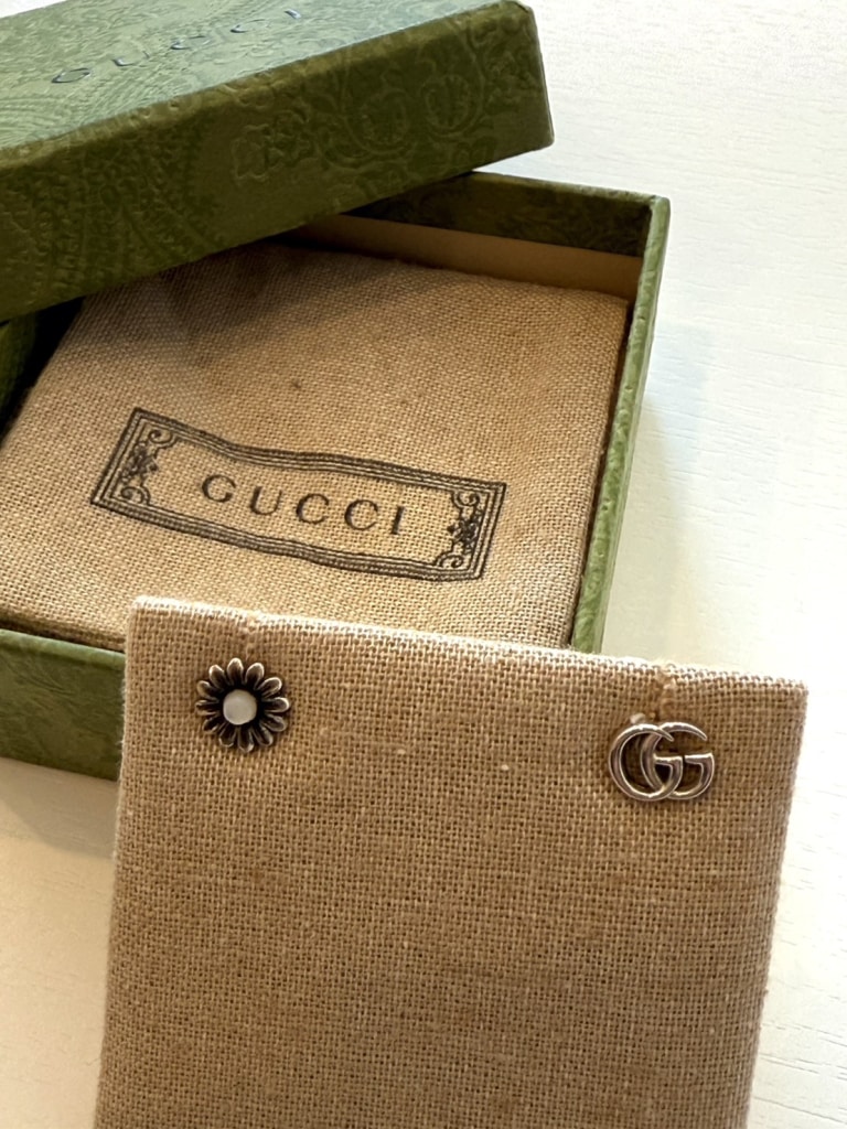 グッチ マーモント ダブルG GG ロゴ フラワー 925 ピアス