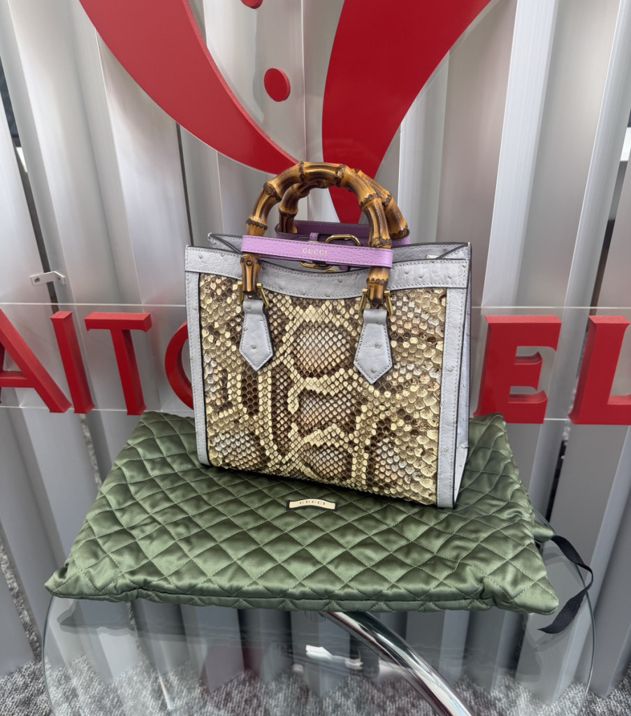 グッチ バンブー ダイアナ スモール パイソン×オーストリッチ 702721