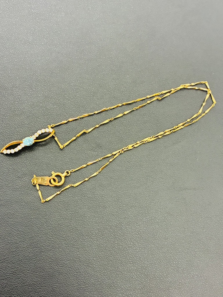 K18 アクアマリン×ダイヤネックレス