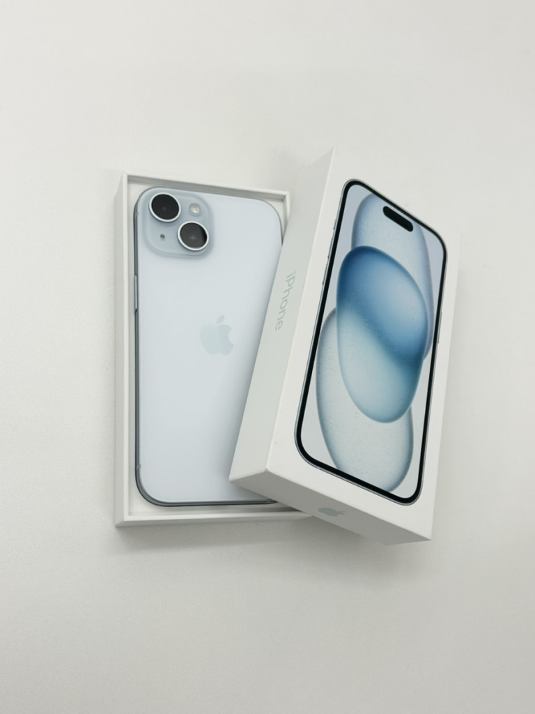 SIMロック解除(Softbank) iPhone15 128GB ブルー MTML3J/A 赤ロム