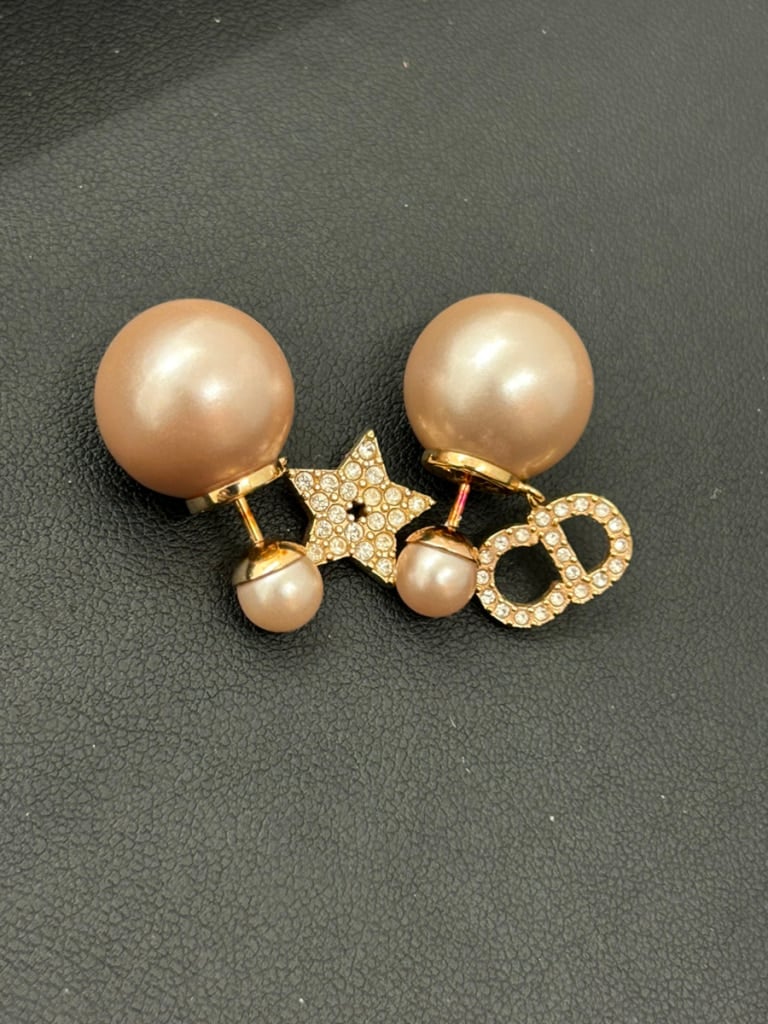 ディオール トライバル ピアス GP×ラインストーン×フェイクパール