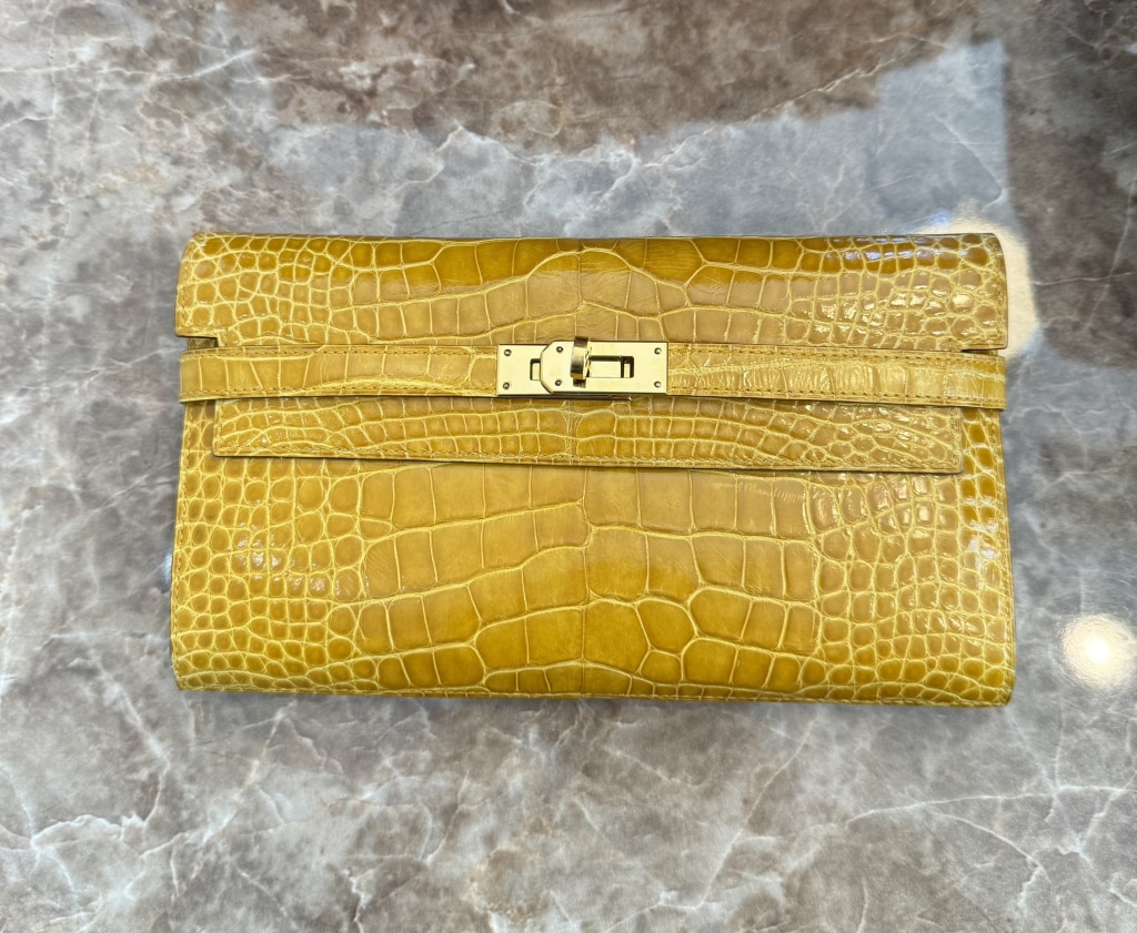 HERMES エルメス ケリーウォレット アリゲーター G金具