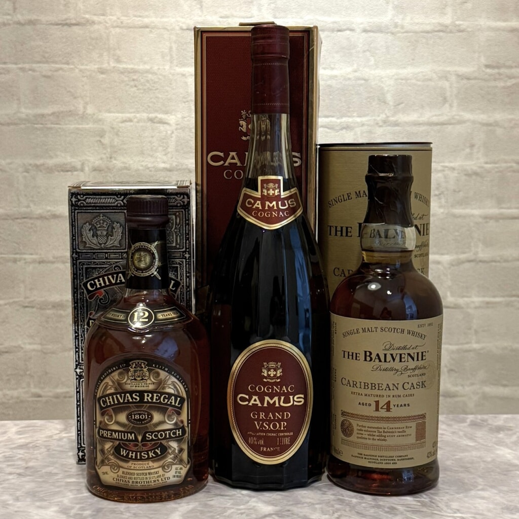 お酒 まとめ(ザ バルヴェニー カリビアンカスク 14年/シーバスリーガル 12年/カミュ グランドVSOP）