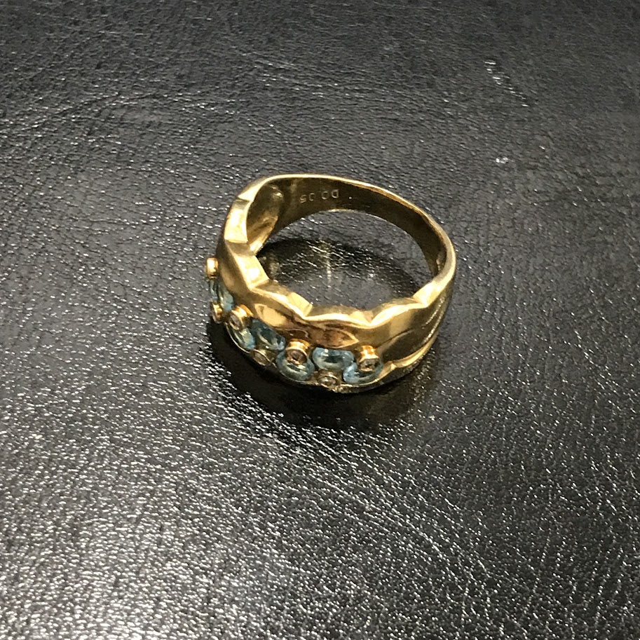 K18 アクアマリン×ダイヤリング